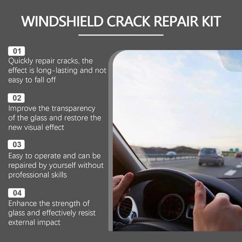 FunApricity Upgrade Windshield Crack Repair Kit, Glass Repair Liquid for Cracks,Windshield Repair Kit for Chips and Cracks,Car Windshield Crack Gone Glass Repair Kit Nano Glass Repair Kit,Glass Repair Tool(2 Set) - Image 4